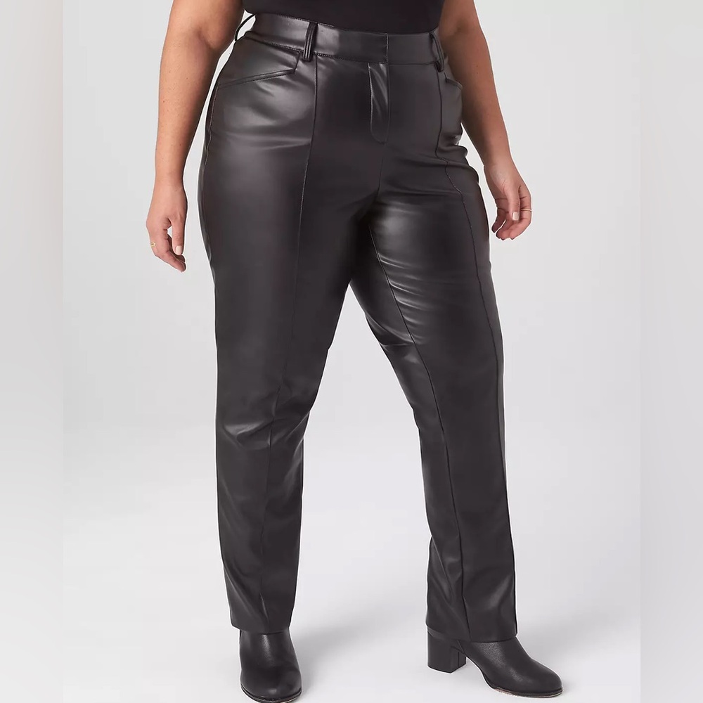 Lane Bryant black Straight Leg faux leather Pants Size 14